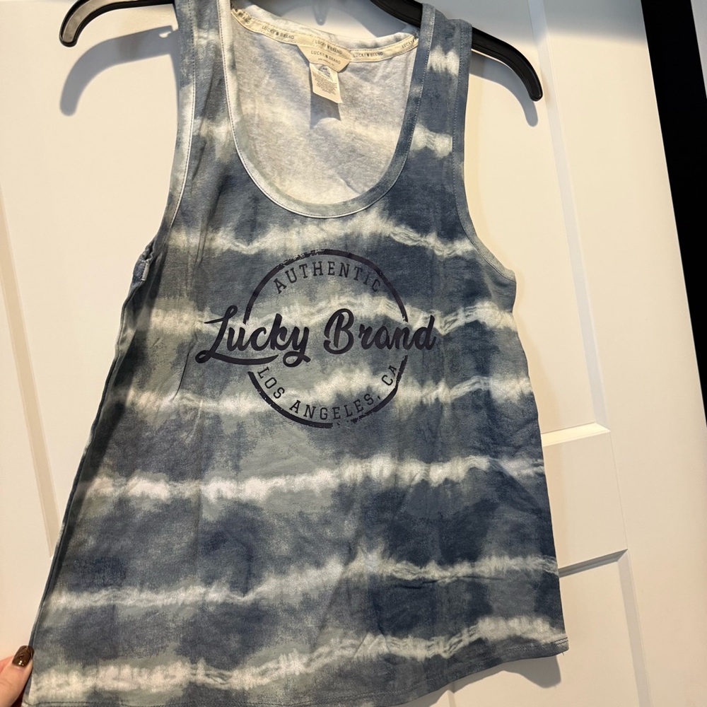 Lucky Brand Navy Tie-Dye Tank Top